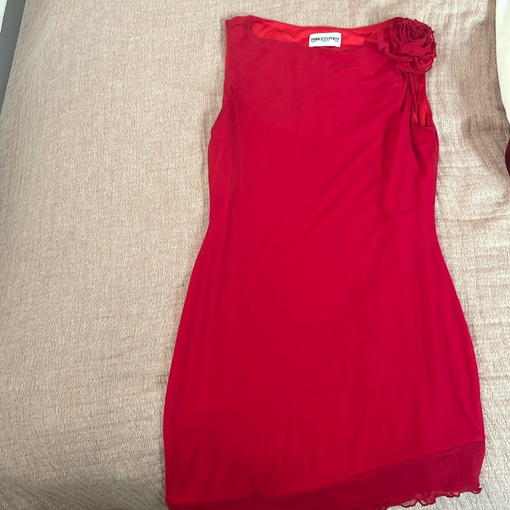 Red Asymmetrical mini dress